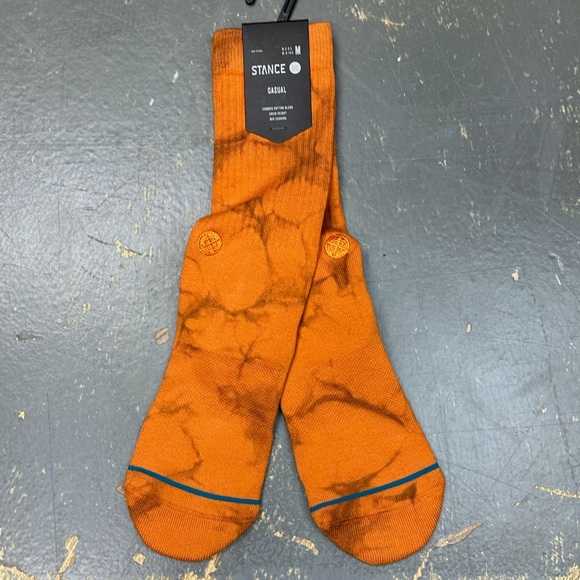 Stance Infiknit Dyed Crew Socks Casual Medium Claze Acid Wash Orange Black - Picture 1 of 6